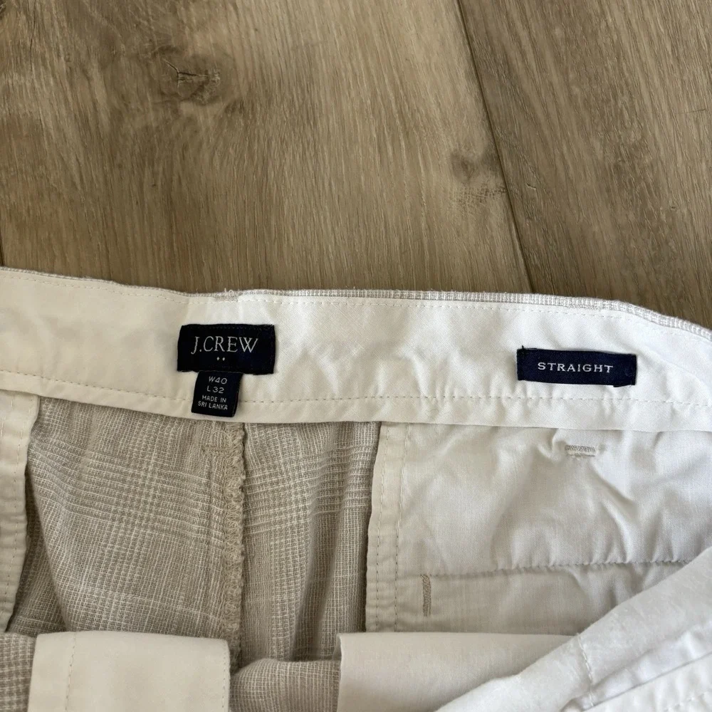 JCrew Re-Imagined Mens Straight Linen Cotton Plaid Pants Summer Trousers 40x32